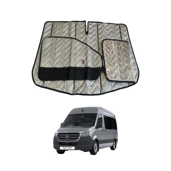 Front Cab Window ThermoMats - 3pc Magnetic with Pocket - Mercedes Sprinter (2006+)