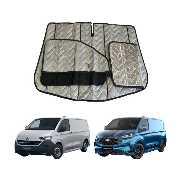 Front Cab Window ThermoMats - 3pc Magnetic with Pocket - VW T7 Transporter / Ford Transit Custom V710