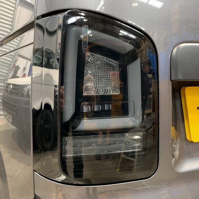 VW T5.1 (2010-15) – Rear Lights – Factory Sportline – Sequential Indicator – LED – Black Smoke (T6.1 Style)