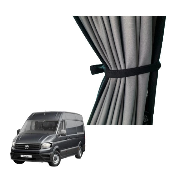 VW Crafter (2017-onwards) - 1pc Window Blackout Curtain - Left Sliding Door - Grey Rail