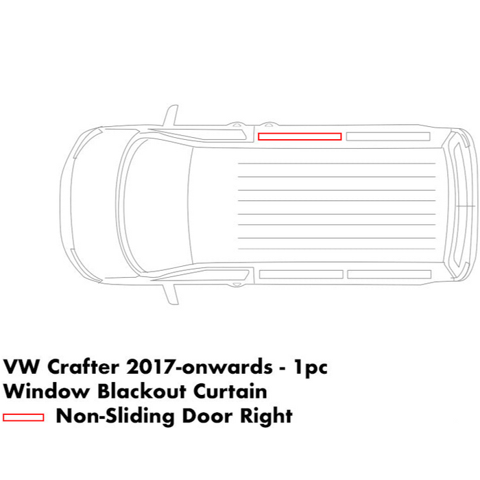 VW Crafter (2017-onwards) - 1pc Window Blackout Camper Curtain - Right Non-Sliding Door - Grey Rail