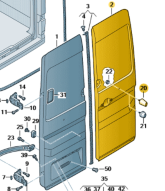 Extended Rear Door Stop (270 deg Barn Door) - VW Crafter (2017+)