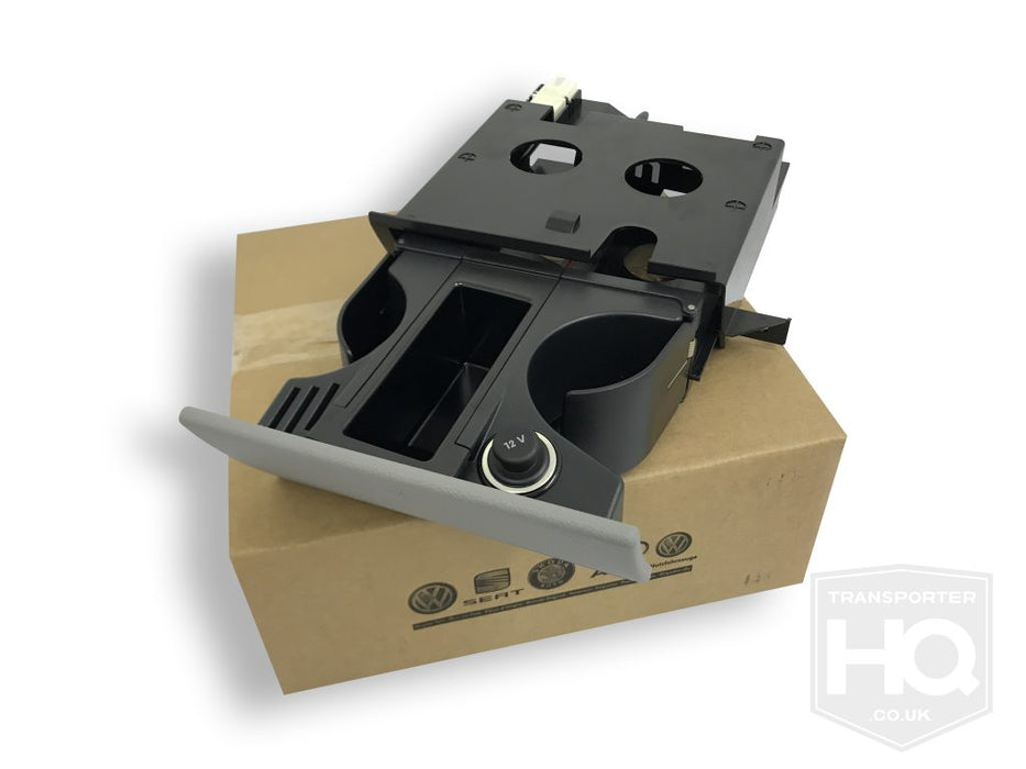 VW Transporter T5 – Front Cup Holder – With 12v Charger – Genuine