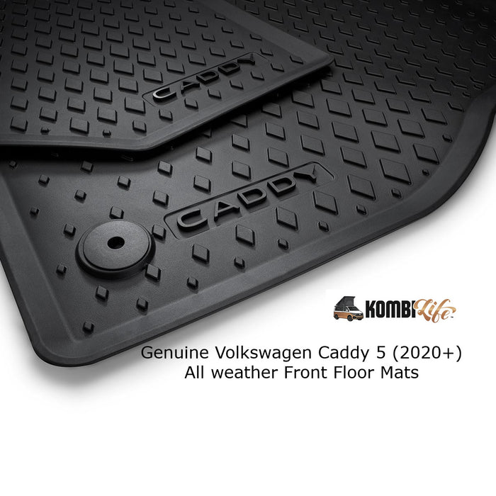 Genuine VW Rubber Floor Mats FRONT CABIN for Caddy 5 - 2021+ - Genuine Volkswagen
