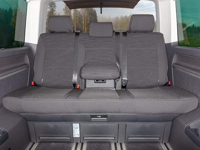 BRANDRUP Second Skin Protective Covers - 3-er Rear Bench Seat - VW T6.1/T6 Multivan - Design 'Circuit' / Titan Black