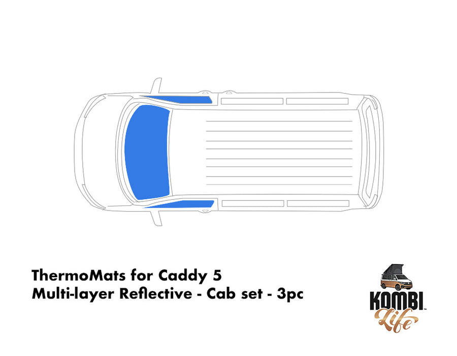 ThermoMats for Caddy 5 - Multi-layer Reflective - Cab set - 3pc