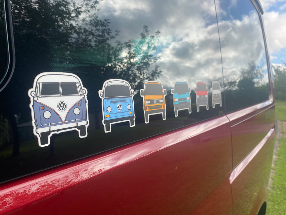 KombiLife Volkswagen Evolution of the Kombi Sticker Bundle - T1, T2, T3, T4, T5.1, T6.1