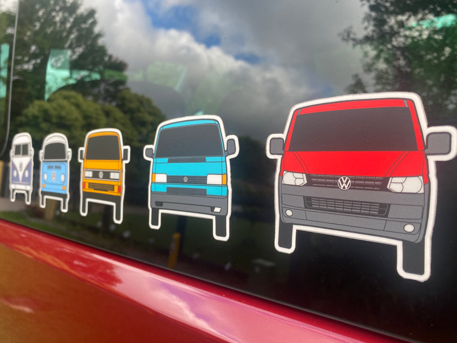 KombiLife Volkswagen Evolution of the Kombi Sticker Bundle - T1, T2, T3, T4, T5.1, T6.1