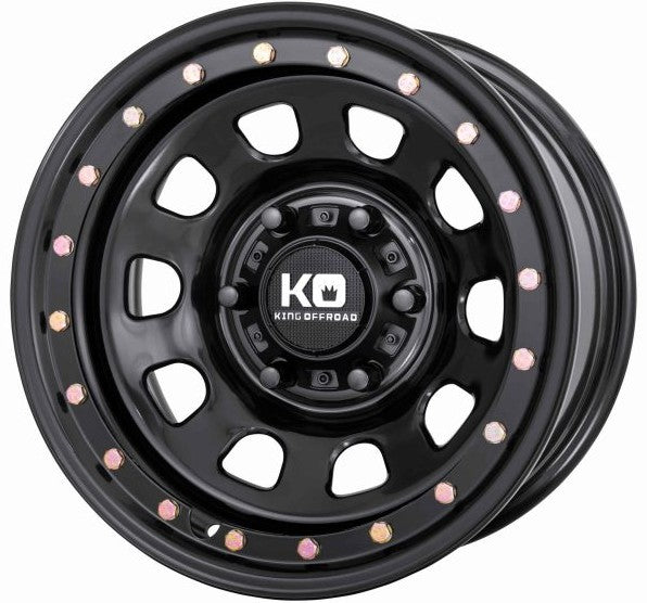 D-Locker Imitation Beadlock Alloy Wheel - Satin Black with Zinc Bolts - 17"x8 5x120 for VW T6.1 / T6 / T5