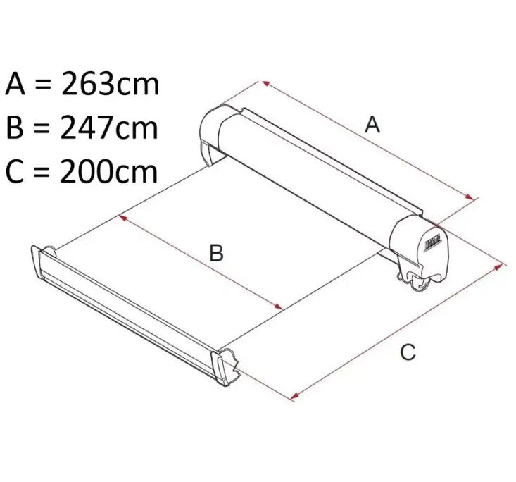 Fiamma F45s 2.6m wind-out Cassette Awning for SWB Multivan, Transporter, Caravelle & Caddy