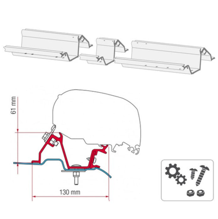 Fiamma F65 F80 Awning Mounting Kit Without OEM Tracks for Mercedes Sprinter VW Crafter to 2016