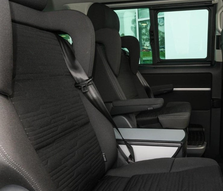 Multivan Single Captain's Chair for Rail System T6.1 Cloth With Integrated Child Booster Seat