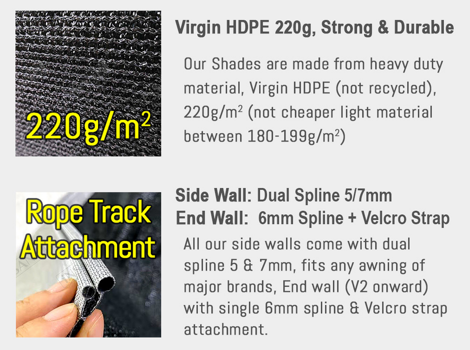 Front Awning Sun Shade for Fiamma or Thule 2.6m (VW California) Awning