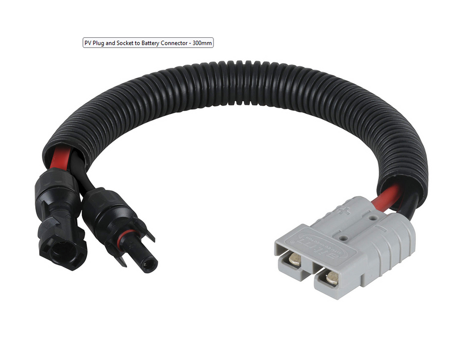 Solar PV Plug and Socket to Battery Connector - 300mm
