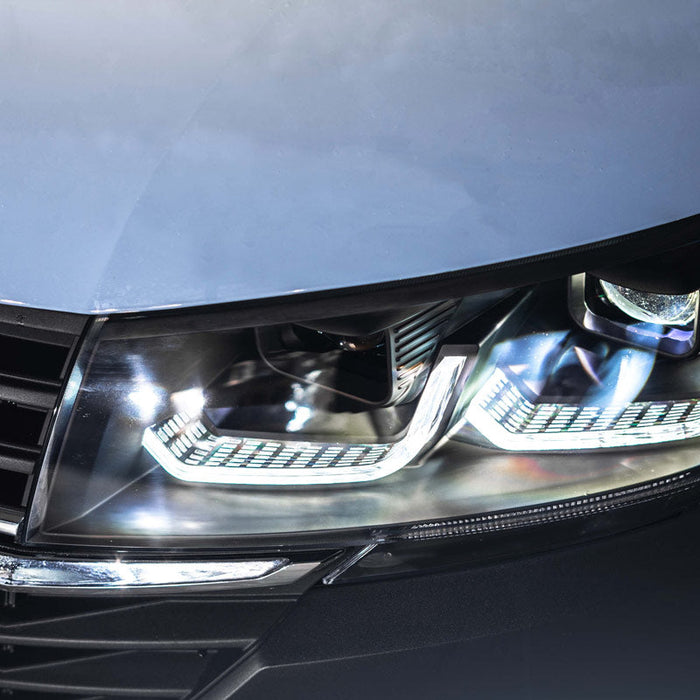 VW T6.1 LED DRL Headlights with Sequential Indicators (includes LED bulbs) – BLACK - KIT