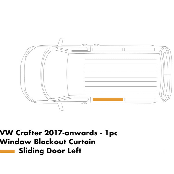 VW Crafter (2017-onwards) - 1pc Window Block Out Camper Curtain - Left Sliding Door - Black Rail