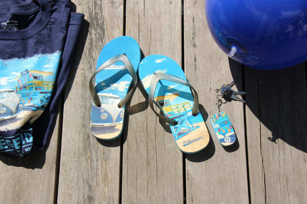 VW T1 Bus Beach Thongs / Sandals (EU 38/39) - Beachlife - Blue