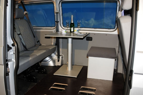 Camping Table - single Pedestal. 4-piece for storage in/on rear kitchen - Width 80 cm, Length 58,5 cm, Height 68 cm