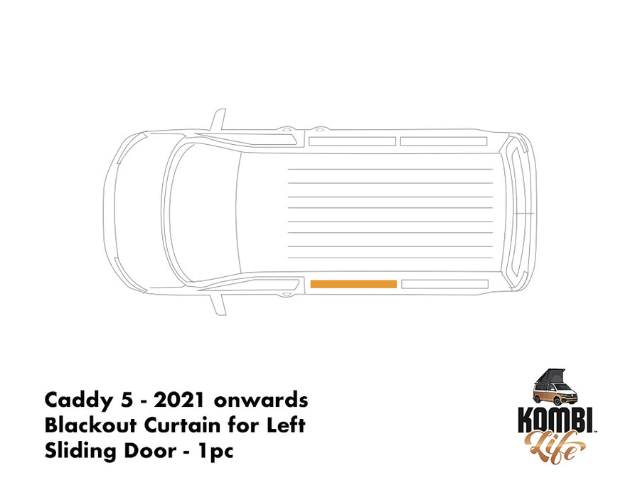 Caddy 5 - 2021 onwards - 1pc Window Blackout Camper Curtain - Left Sliding Door