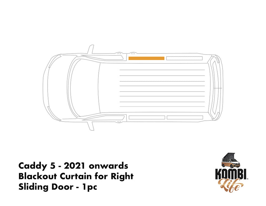 Caddy 5 - 2021 onwards - 1pc Window Blackout Camper Curtain - Right Sliding Door
