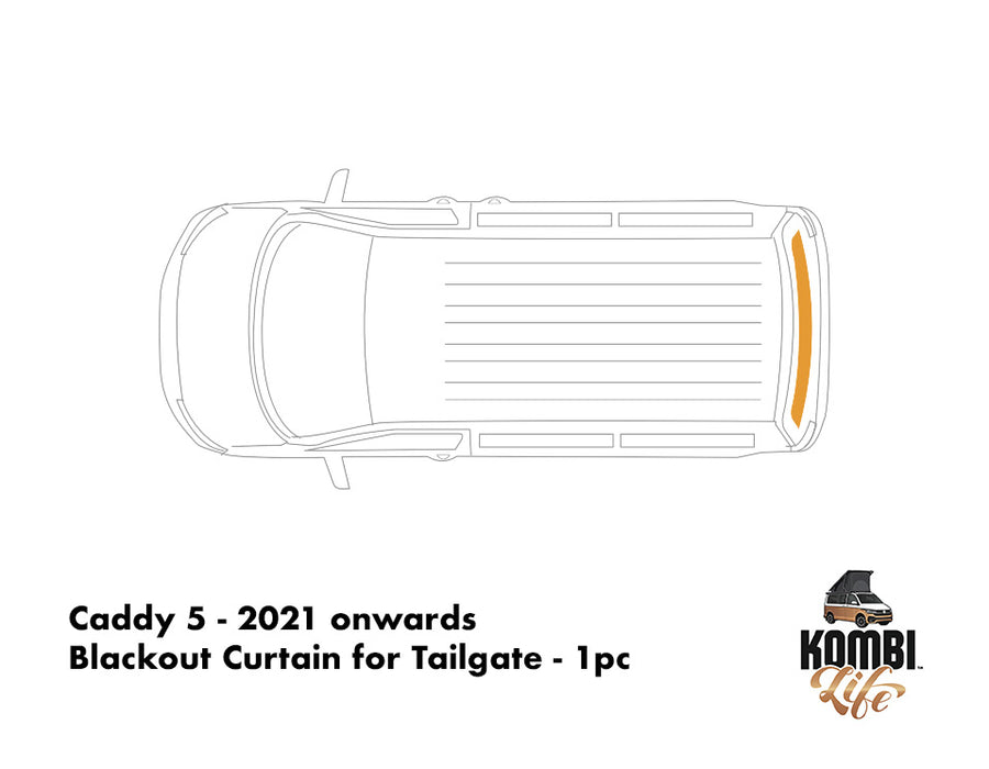 Caddy 5 - 2021 onwards - 1pc Window Blackout Camper Curtain - Tailgate