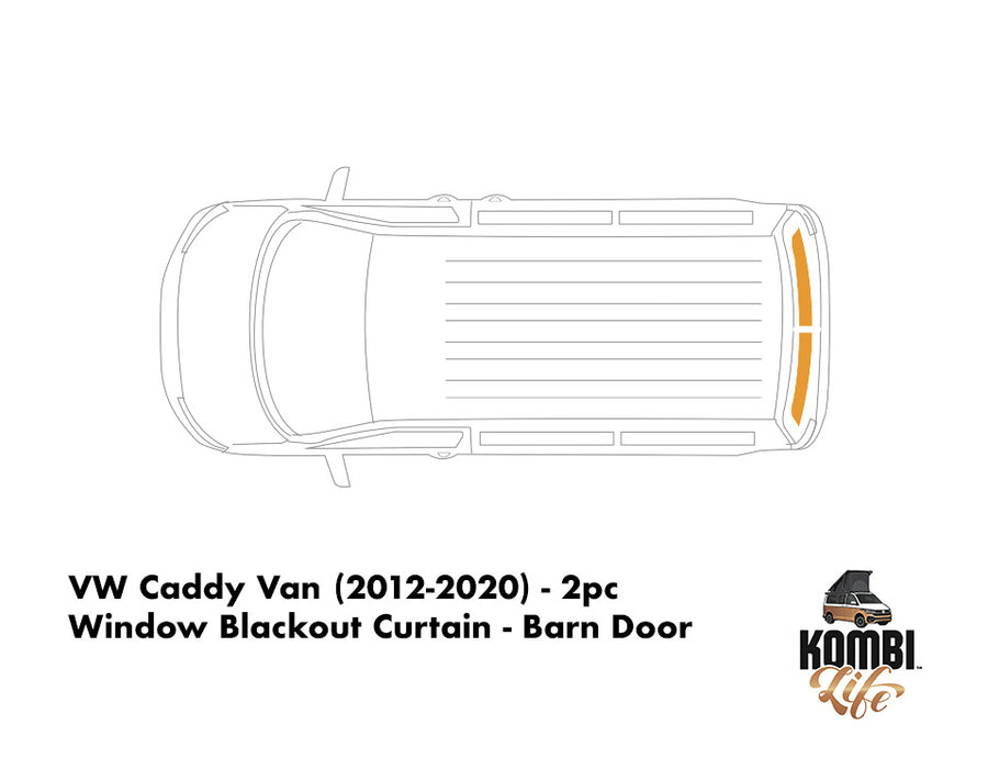 VW Caddy Van (2012-2020) - 2pc Window Blackout Camper Curtain - Barn Door