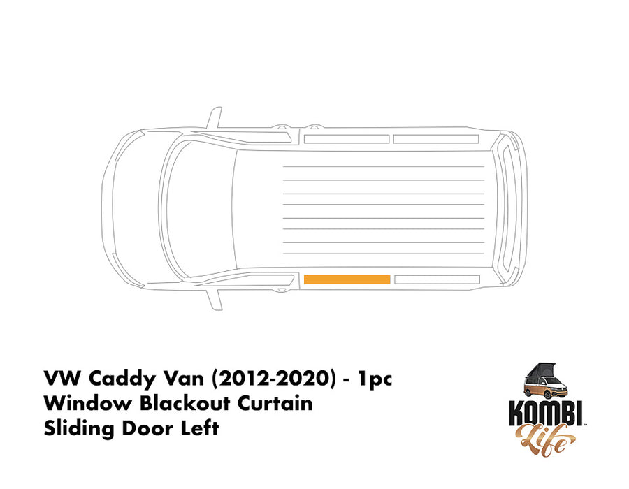 VW Caddy Van (2012-2020) - 1pc Window Blackout Camper Curtain - Sliding Door Left
