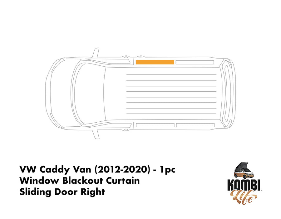 VW Caddy Van (2012-2020) - 1pc Window Blackout Camper Curtain - Sliding Door Right
