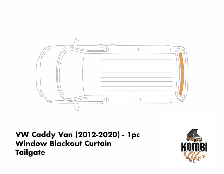 VW Caddy Van (2012-2020) - 1pc Window Blackout Camper Curtain - Tailgate
