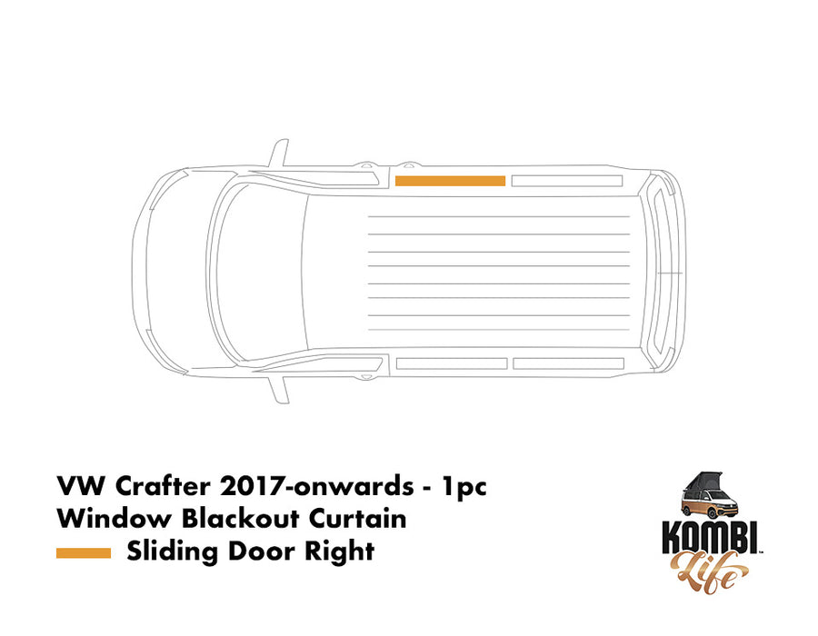 VW Crafter (2017-onwards) - 1pc Window Blackout Camper Curtain - Right Sliding Door