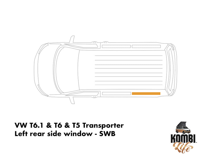 VW T6.1 & T6 & T5 Transporter SWB Curtain - Left Rear Side Window - 1 PC