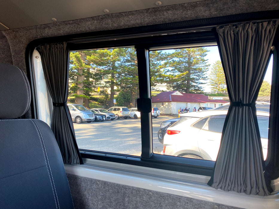 VW T6.1 & T6 & T5 Transporter Sliding Door Curtain - Block Out Style - LEFT - Grey Rail