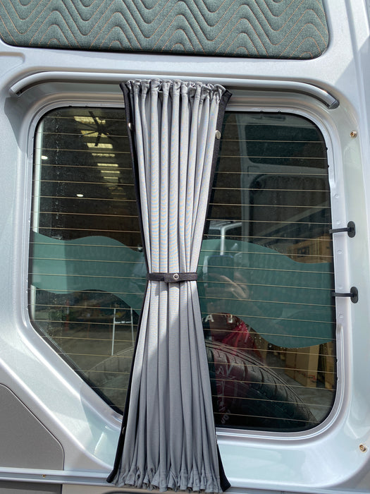 VW Crafter (2017-onwards) - 2pc Window Blackout Curtain - Barn Door - Grey Rail