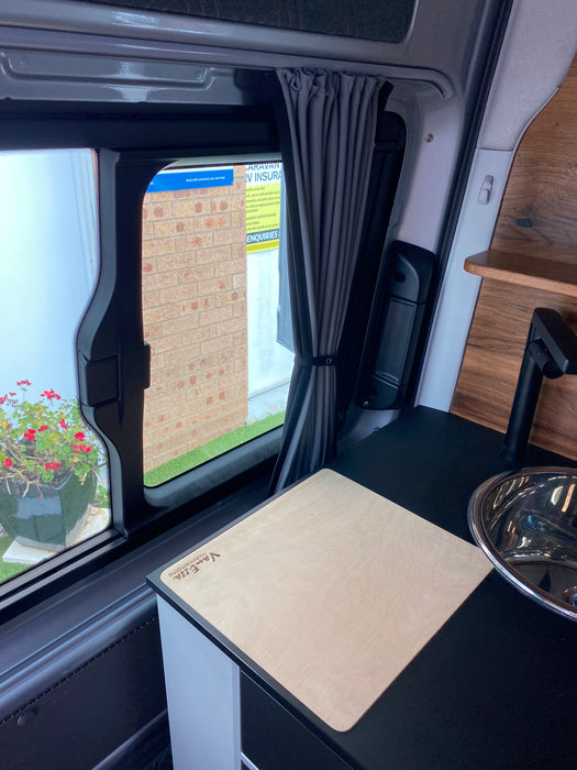 VW Crafter (2017-onwards) - 1pc Window Blackout Curtain - Left Sliding Door - Grey Rail