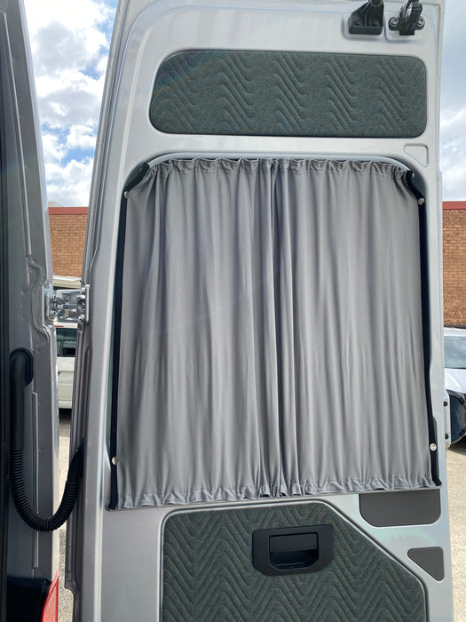 VW Crafter (2017-onwards) - 2pc Window Blackout Curtain - Barn Door - Grey Rail
