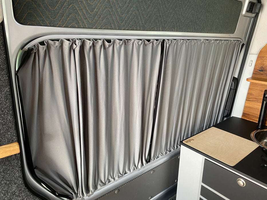 VW Crafter (2017-onwards) - 1pc Window Blackout Curtain - Left Sliding Door - Grey Rail
